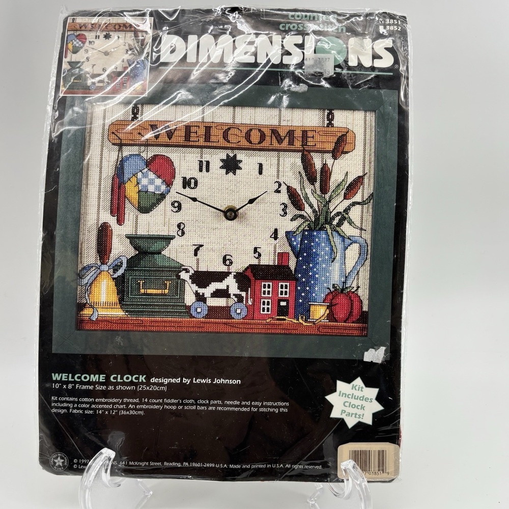 Dimensions "Welcome Clock" Counted Cross Stitch Kit‎ 1997